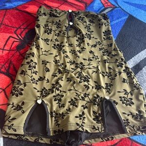 SHEIN ICON Heart shaped grommet flocked & mesh hollow-out bodycon mini dress